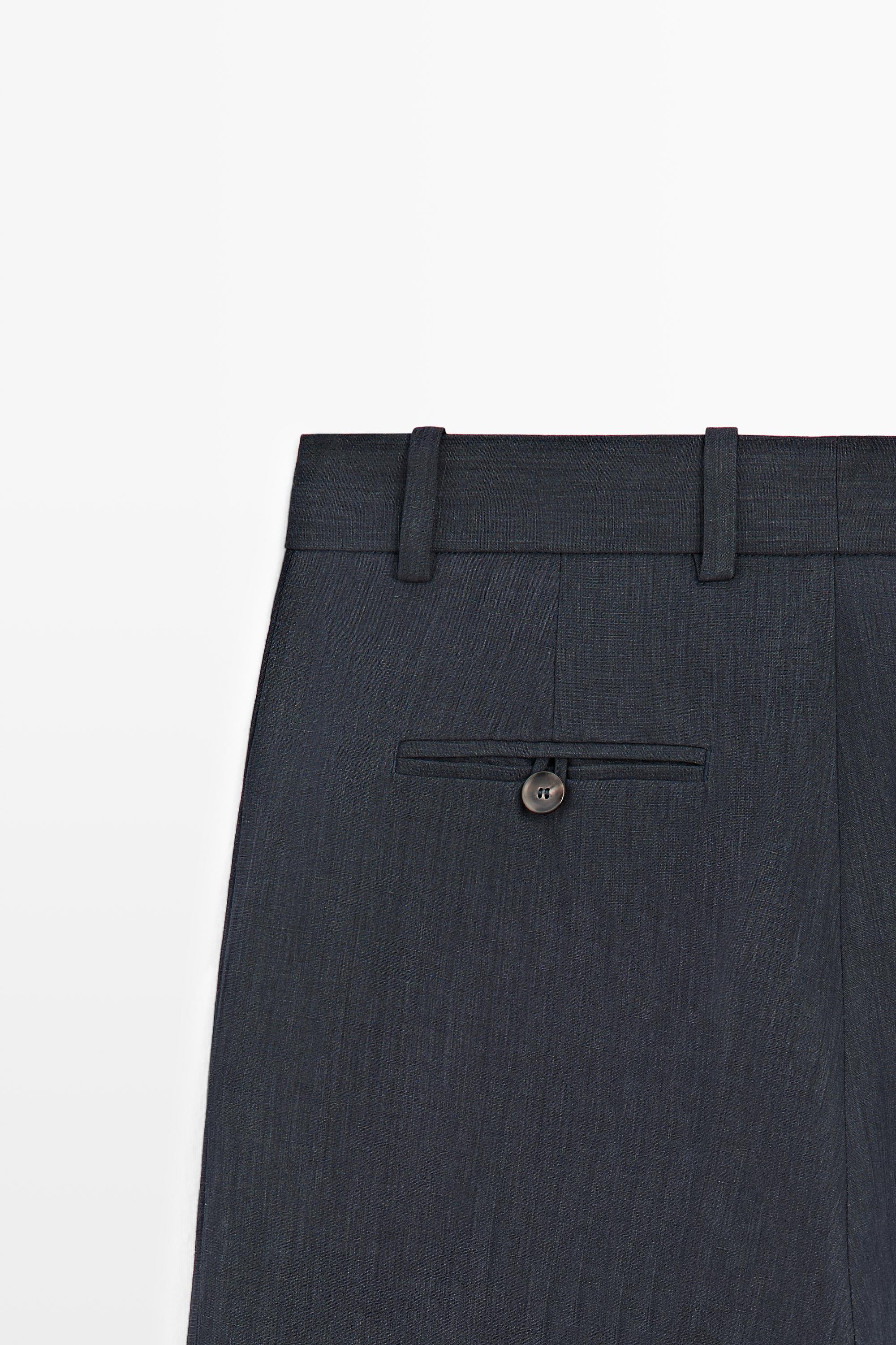 Melange linen suit pants